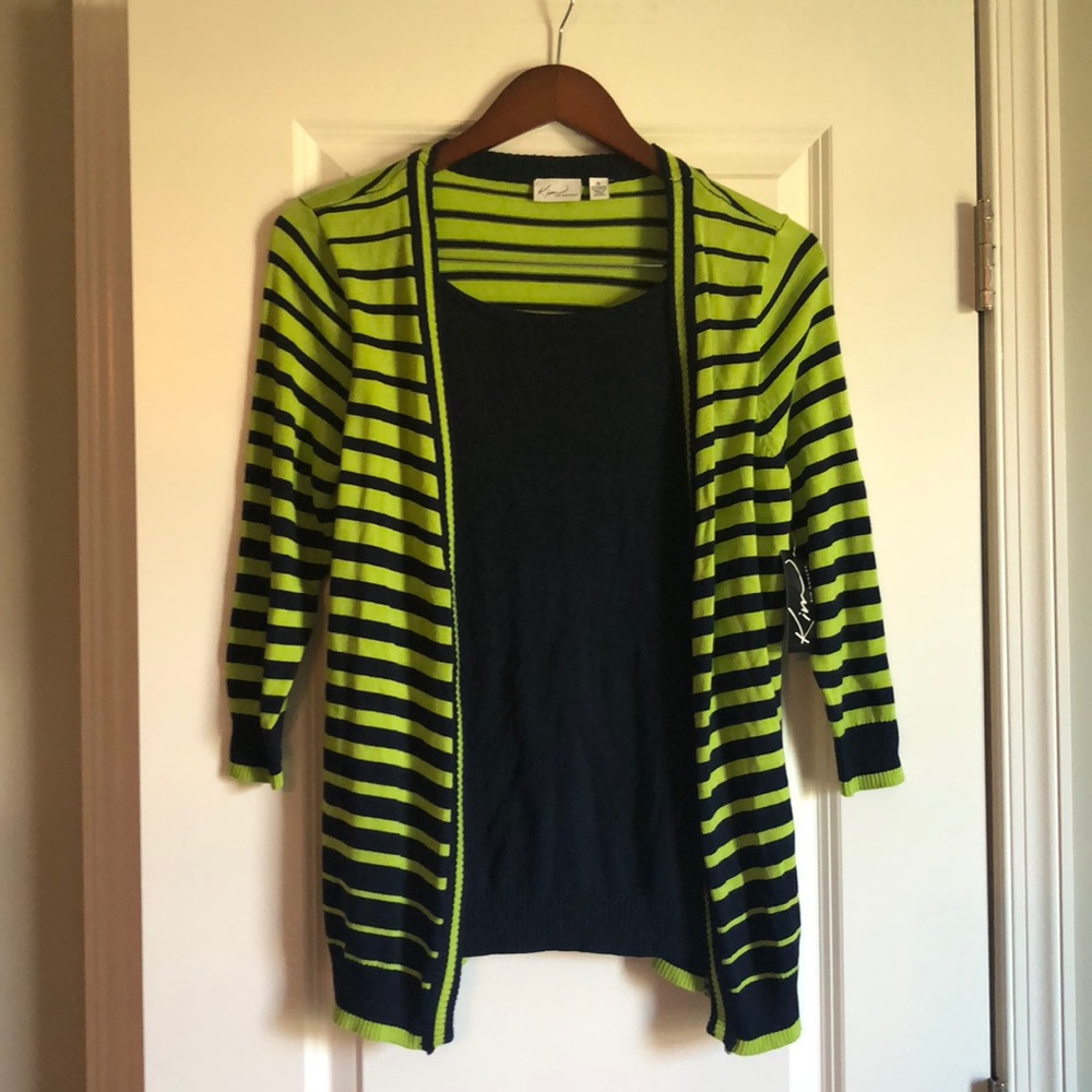 NWT Lime Green and Navy Blouse